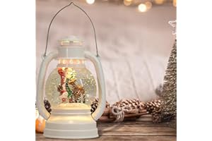 Wondise Christmas Snow Globe Lantern with 6 Hour Timer, Battery Operated Glitter and Water Swirling Santa for Thanksgiving Christmas Decoration Gifts
