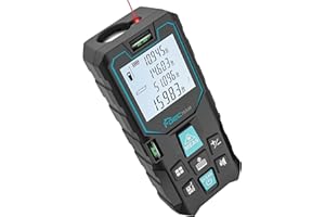 Laser Measurement, DECTEAM 328ft Digital Laser Distance Meter, Accuracy: ±1/16 Inch, Meter/Inch/Feet Units Switchable Backlit LCD and Pythagorean Mode, Measures Distance, Area and Volume (328ft)