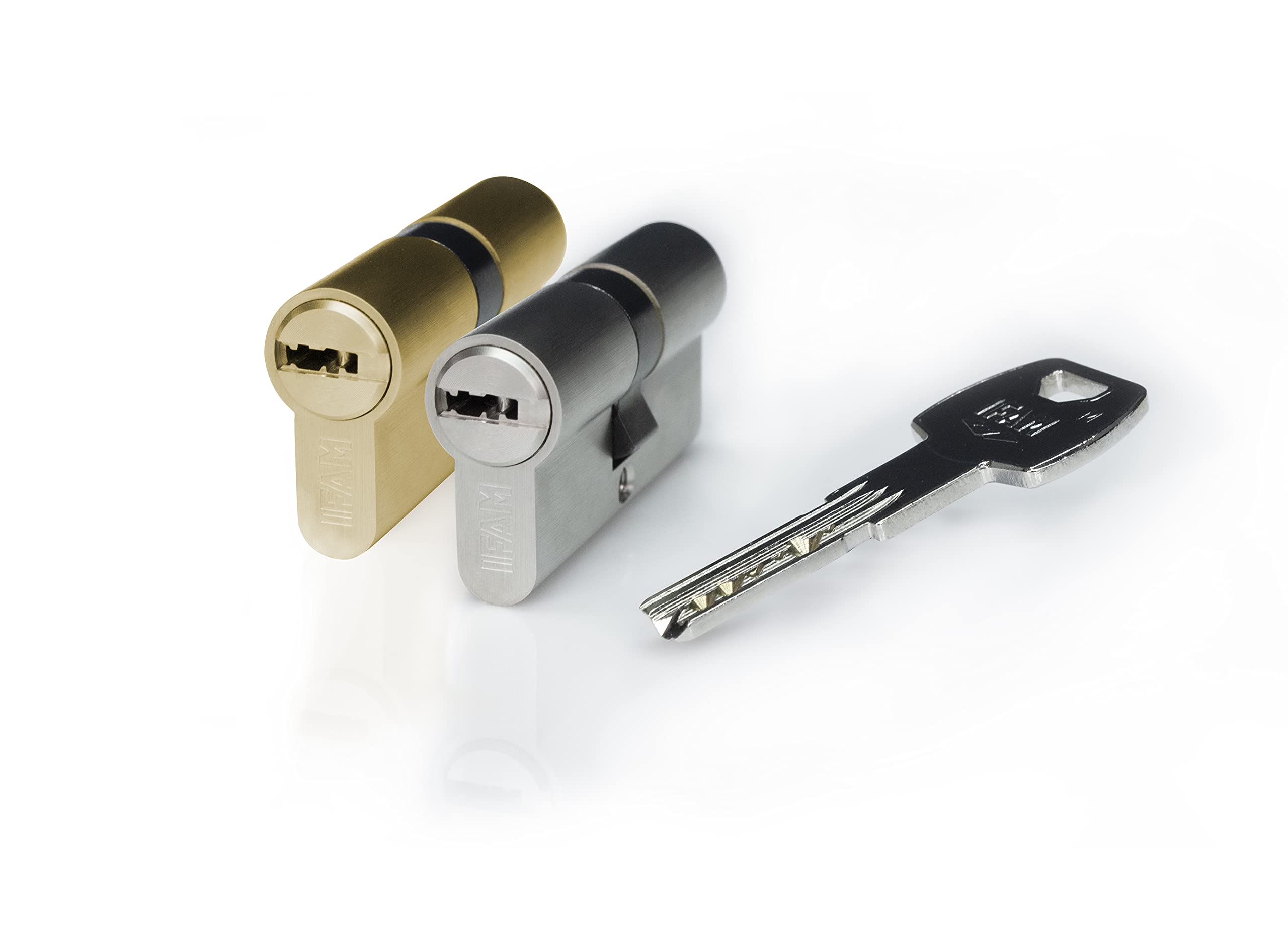IFAM Cylinder for Doors Platinum M Series, 30 x 30 mm, Cam 15 mm, 5 Keys, Double Anti-Bumping System, Double Protection, Anti-Drill and Anti-Pick, European Profile Lock, Brass Colour