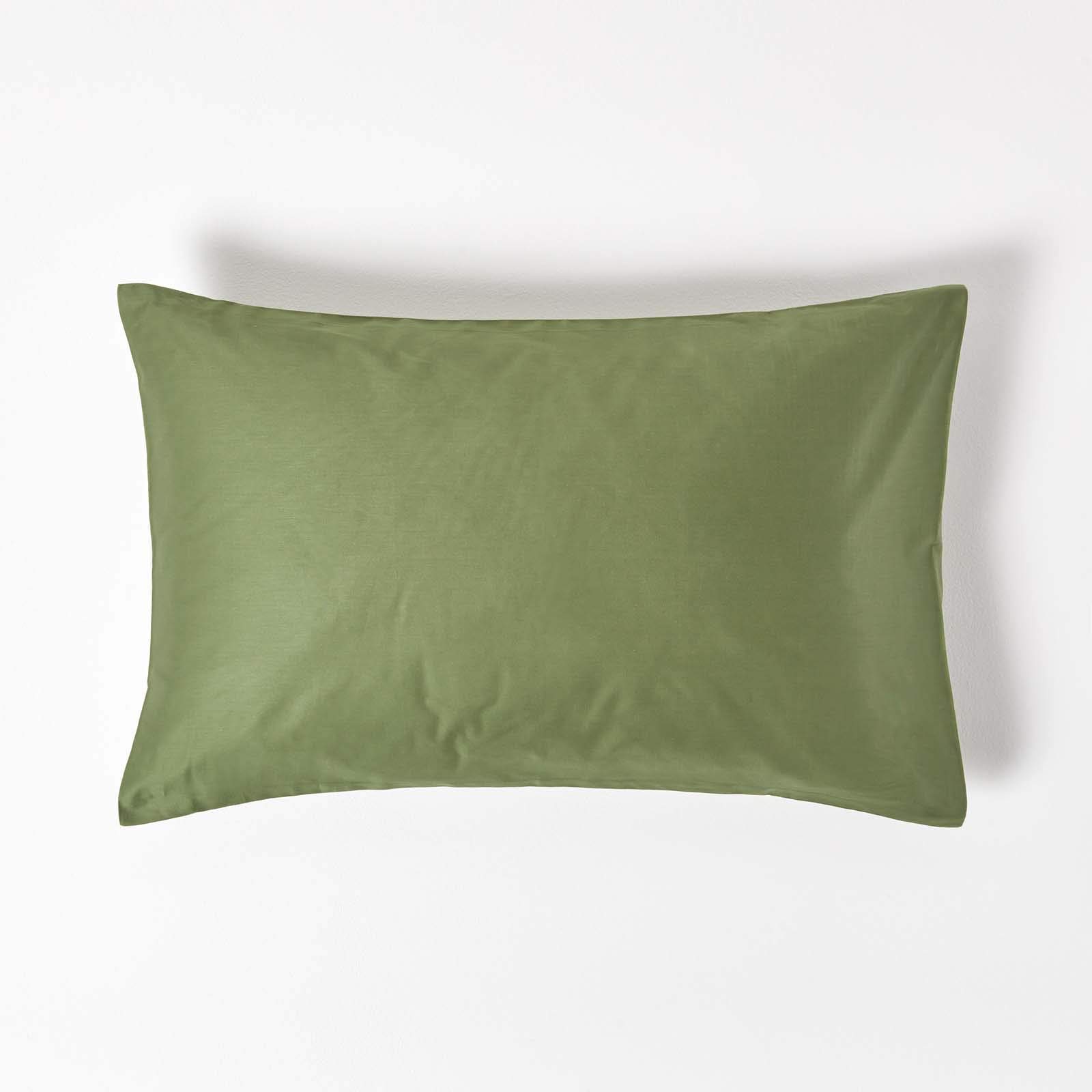 HOMESCAPES Moss Green Organic Cotton Pillowcase Standard Size 400TC 600 Thread Count Equivalent Housewife Pillow Case