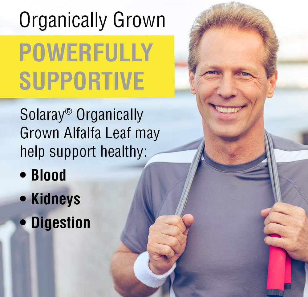 Solaray Organically Grown Alfalfa Leaf 430mg | Vitamin-Rich Superfood w/Fiber & Chlorophyll | Supports Healthy Blood, Kidneys & Digestion | 100ct: Health & Personal Care