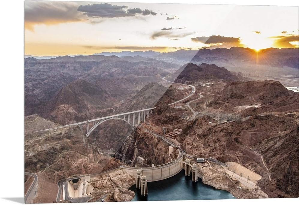 GREATBIGCANVAS Hoover Dam and Bridge I High Definition Acrylic Wall Art Print, 36"x24"