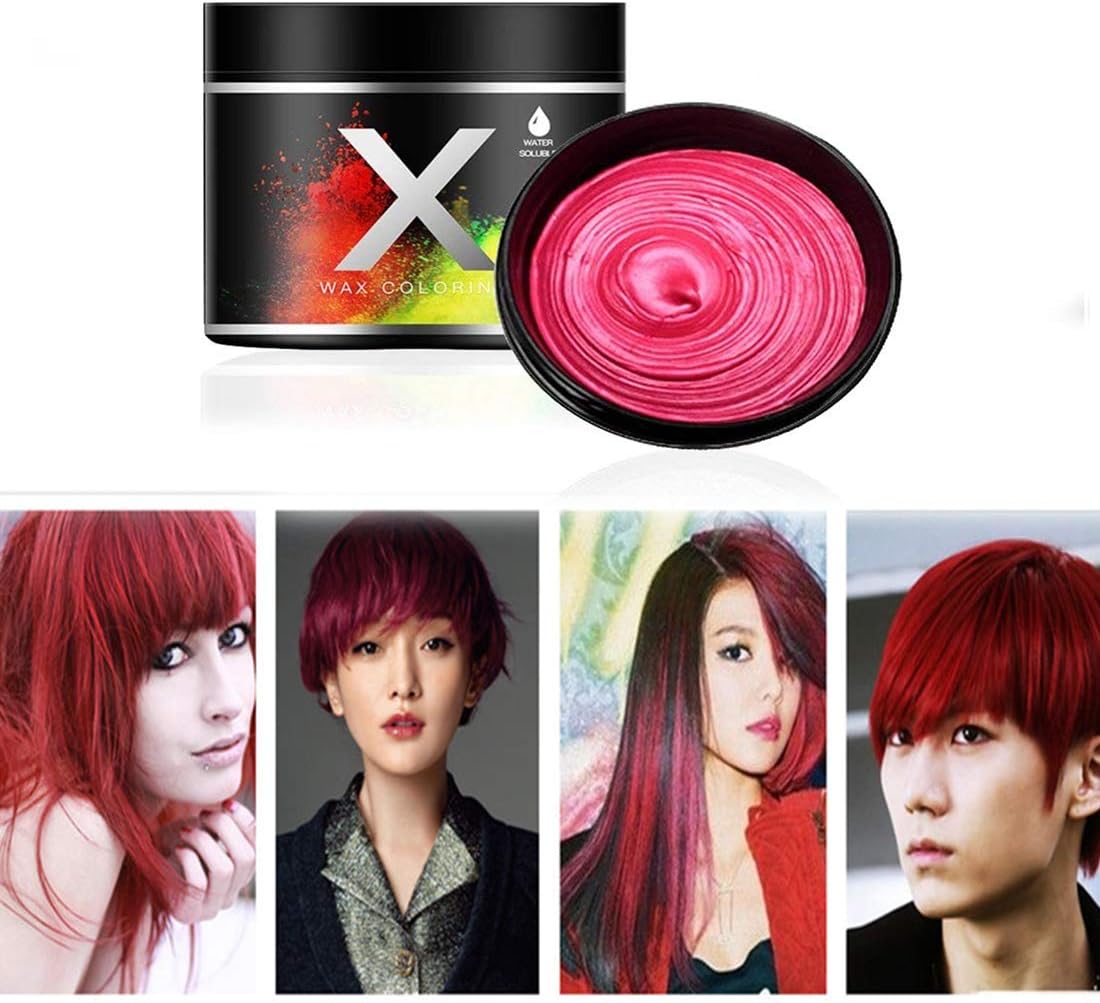 Red Hair Color Wax，One-time Temporary Modeling Natural Color Hair Dye Wax，Temporary Hairstyle Cream，Styling Wax for Party, Cosplay, Party, Masquerade,Nightclub,Halloween (Red)