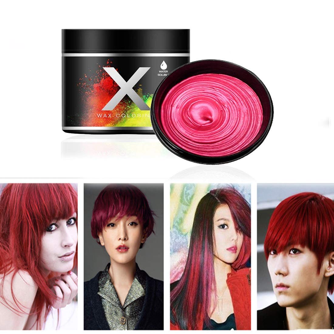 Amazon Com Red Hair Color Wax One Time Temporary Modeling Natural Color Hair Dye Wax Temporary Hairstyle Cream Styling Wax For Party Cosplay Party Masquerade Nightclub Halloween Red Beauty