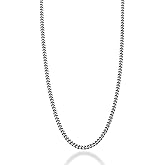 Miabella Italian Heavy 925 Sterling Silver Thick 3.2mm, 5mm, 7mm Curb Cuban Link Chain Necklace for Men Made in Italy
