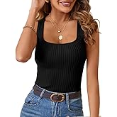 MEROKEETY Women's Ribbed Knit Tank Tops 2026 Square Neck Sleeveless Summer Basic Shirts Sweater Vest