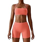 IMEKIS Women's Workout Sets 2 Piece Yoga Outfit High Waisted Biker Shorts Leggings Sports Bra Gym Fitness Clothes Tracksuit