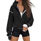 Trendy Queen Half Zip Pullover Cropped Hoodies for Women Y2k Cute Sweatshirts Jackets Spring Fashion 2026 Outfits Clothing