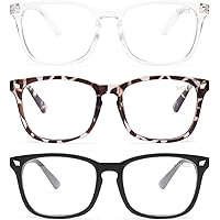 Gaoye Blue Light Blocking Glasses - 3 Pack Fashion Square Fake Eyeglasses, Anti UV Ray Computer Gaming Glasses, Blue Blockers
