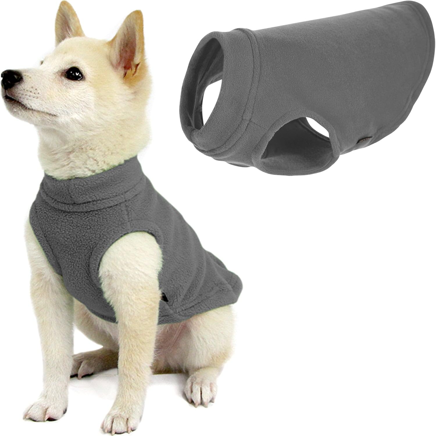 Gooby - Stretch Fleece Vest Sweater Fleece Vest Jacket Jumper for Dogs Grey XS