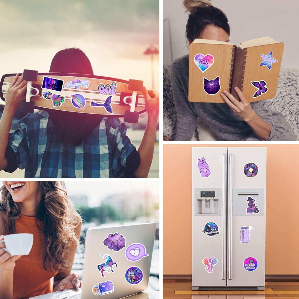 Cute VSCO Stickers 50 Pack Lovely Laptop Stickers Purple Skateboard Decal Sticker, Water Bottles Phone Travel Case Trendy Waterproof Stickers for Teen Girls Adults