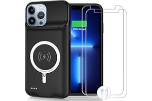 JBUBN Battery Charging Case for iPhone 13 Pro Max, 10800mAh High Capacity Portable Rechargeable Battery Case Qi Wireless Charging with iPhone 13 Pro Max (6.7 inch) Extended Battery Charger Cover(Black)