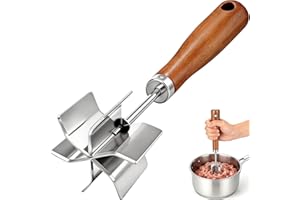 Meat Chopper Stainless Steel Masher: Hamburger Smasher Tool with Heat Resistant 6 Curve Blades - Burger Shredderfor Ground Be