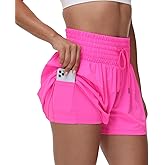 Blaosn Flowy Athletic Shorts for Women Gym Workout Running Short Pants High Waist Skort with Pocket Casual Summer Clothes