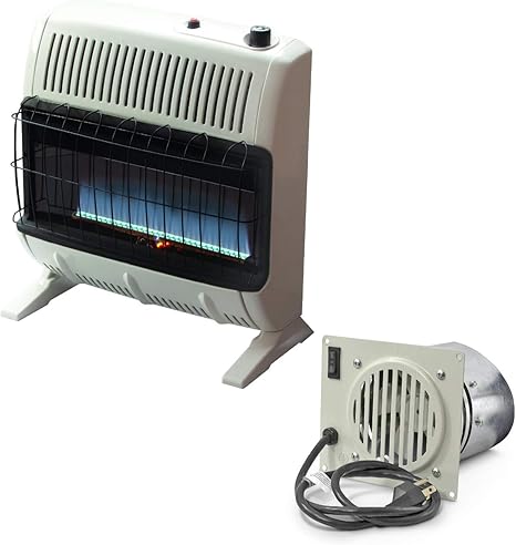 Amazon Com Mr Heater 30k Btu Natural Gas Blue Flame Vent Free Heater Bundle With Vent Free Blower Kit 2 Items Kitchen Dining