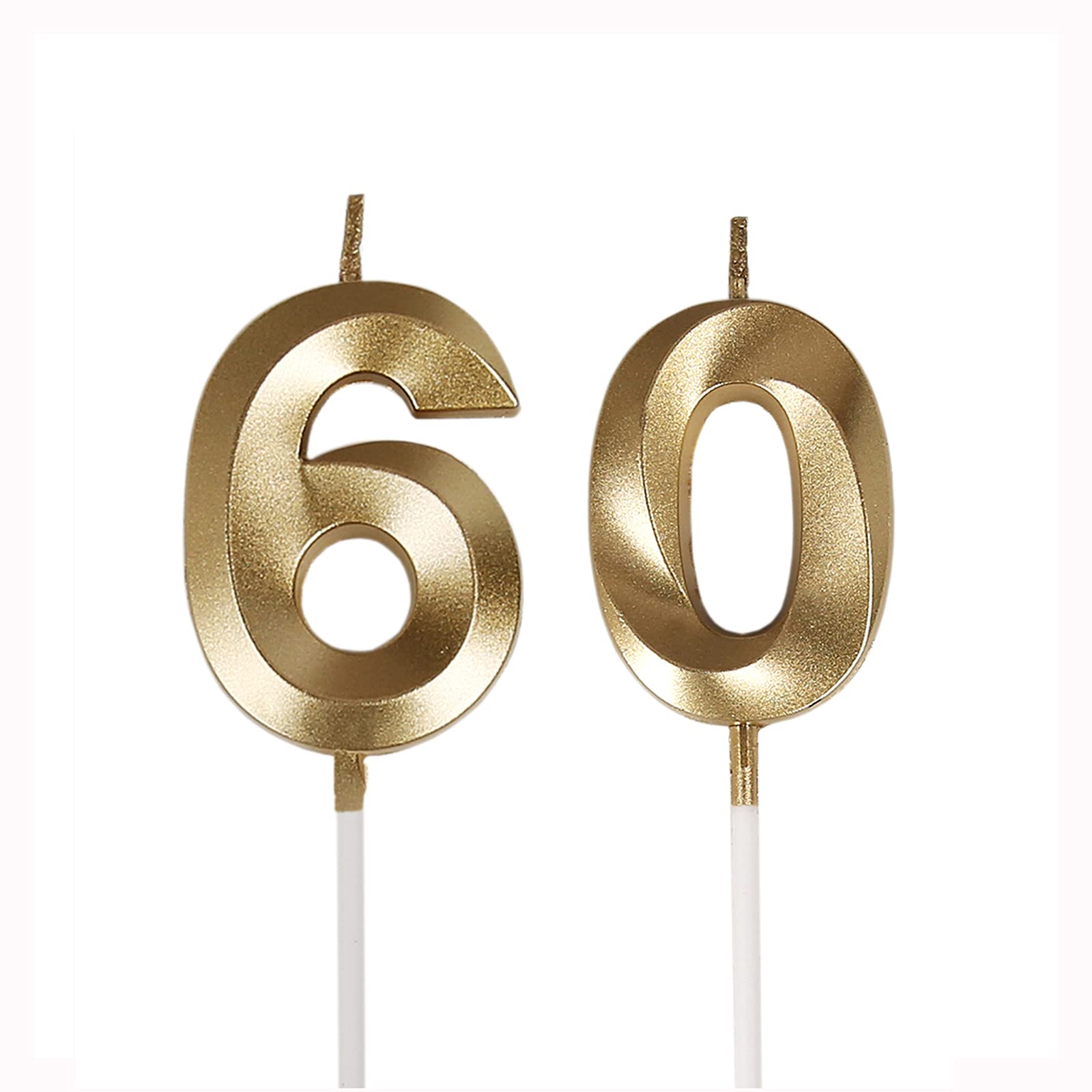 Photo 1 of Bailym 60th Birthday Candles,Gold Number 60 Cake Topper for Birthday Decorations Party Decoration