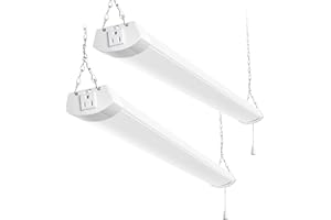 hykolity 4FT 120W LED Shop Light Linkable, 13000lm(400w Equivalent), 5000K Utility Shop Lights for Garages, Workshops, Basements, Hanging or FlushMount, with Power Cord and Pull Chain, ETL, 2 Pack