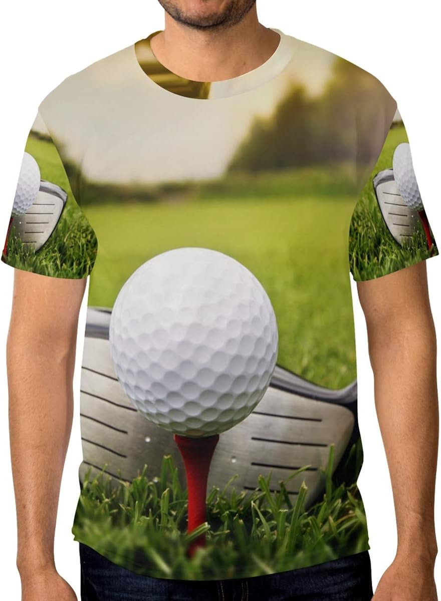 Novelty Men's TShirt Soft Short Sleeve Sport Golf Ball Club Fashion