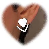 W WEILIRIAN Bohemian Heart Ear Jacket Earrings for Teen Girls Hollow Heart Earrings Gold Heart Stud Earrings Two Ways Front Back Earrings Jewelry for Women Gifts