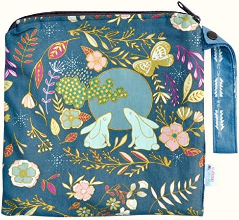 Small 9" x 9"// TOP Rated Monkey Foot Designs Wet Bag // Diapers/Snacks / Gym/Swim (Moon Stories)
