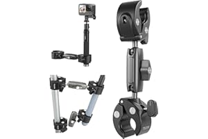 TELESIN° 360 Dual Ball Clamp Mount, Bike Bicycle Motorcycle Handlebar Stick Pole Mount Holder Accessories for GoPro 12 11 10 9 8 Insta360 X3 X4 Go3 Ace Pro DJI Action 4 Osmo Pocket 3