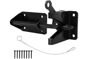 JIAHOO Heavy Duty Automatic Gate Latch for Wooden Fences Metal Gates Vinyl Fence,self Locking Outswinging Pool Dog Gate Door Latches Gravity Security Latch with Cable Pull Gate Opener, Black
