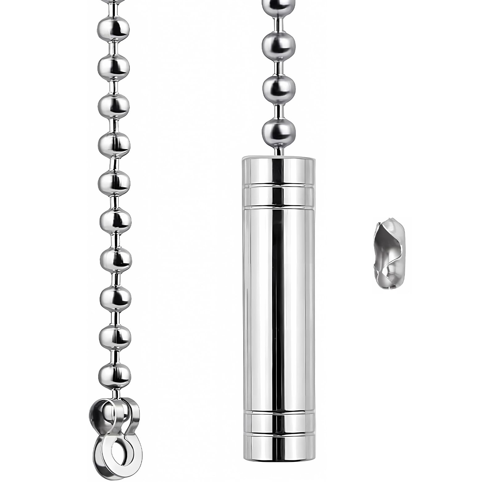 NewZC Light Pull Handle Bathroom Chrome Pull String Handle with 85cm Light Pull Cord Bead Chain Extension for Toilet Shower Bedroom Illuminated Switches Ceiling Fans Blinds (Silver)