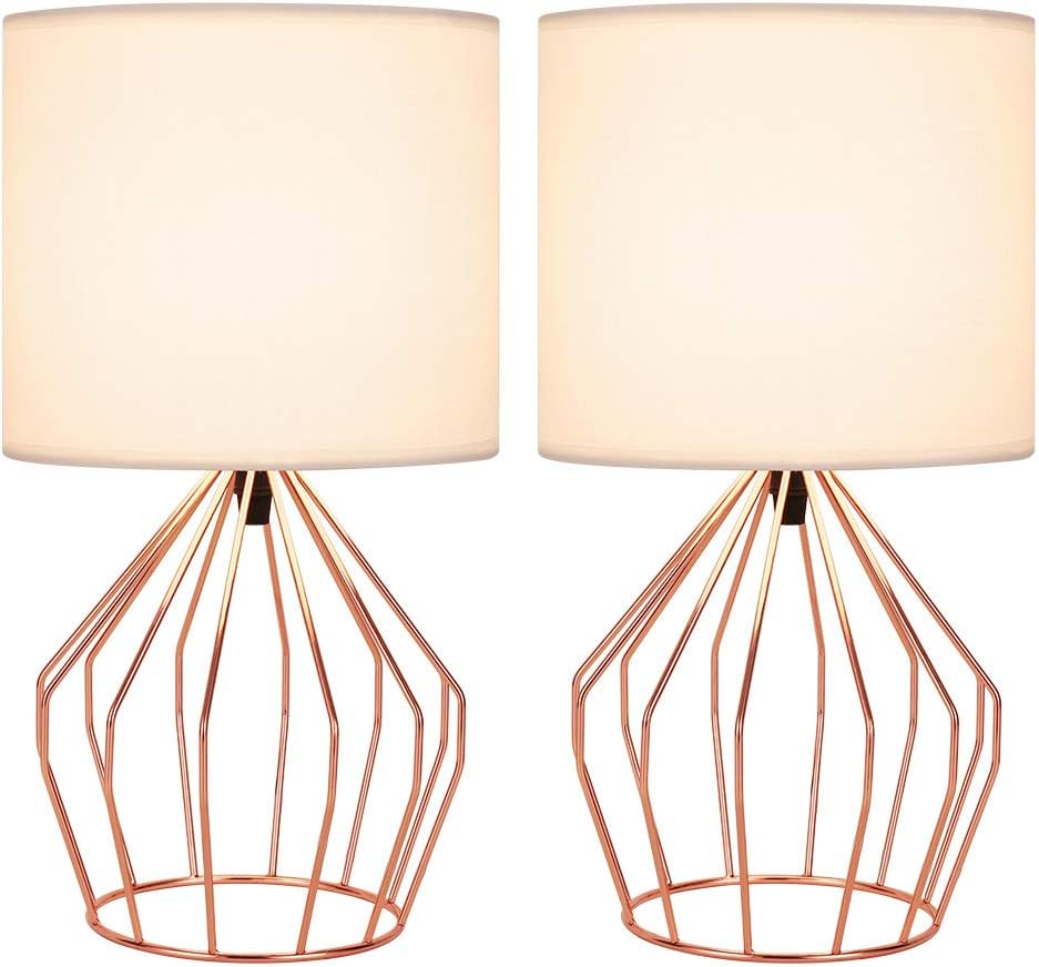 bedside table lamps rose gold