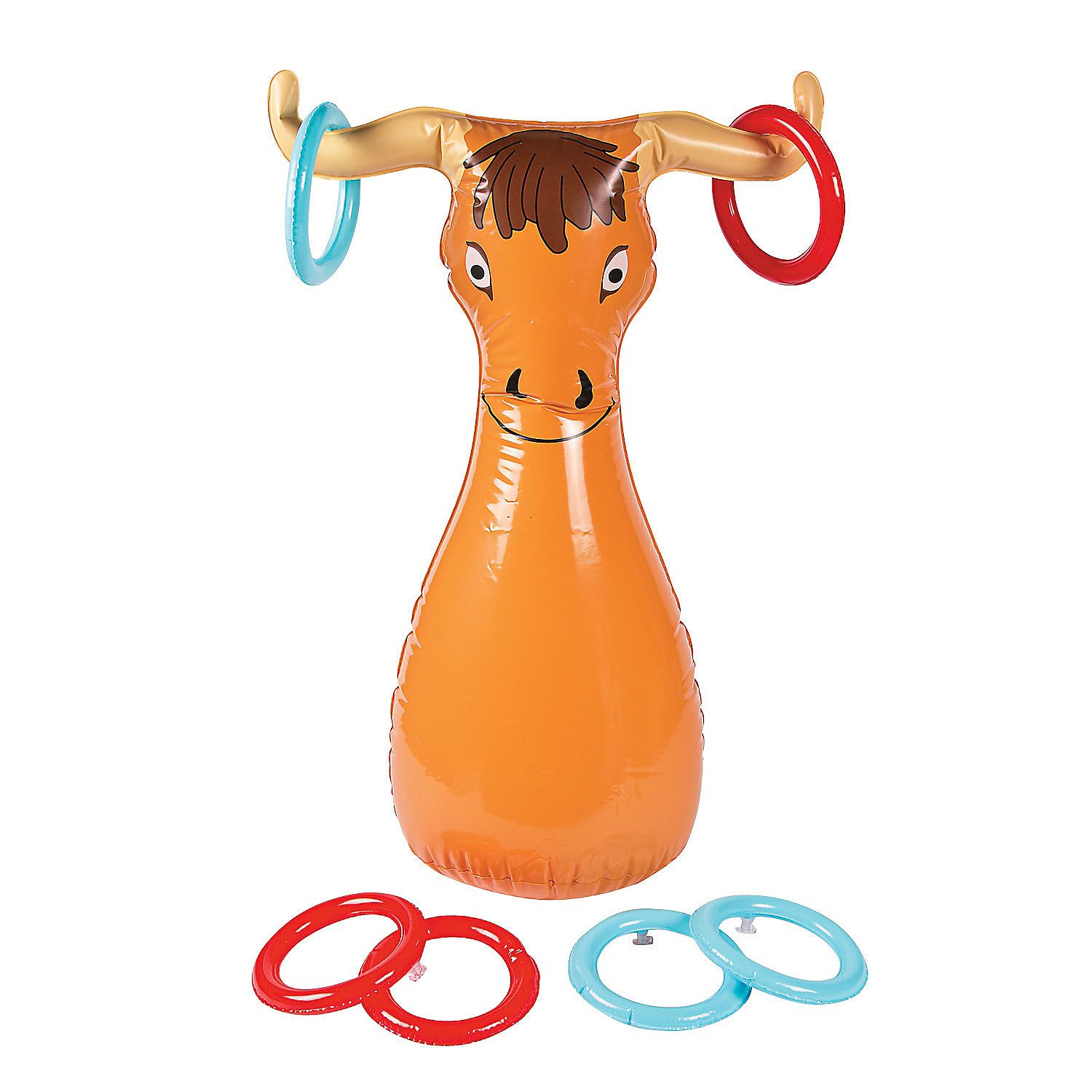 Photo 1 of Fun Express Inflatable Bull Ring Toss Game - Premium Outdoor Games for Kids Ages 4-8 & Family | Western Carnival Party Games with 6 Rings - Backyard Lawn Games for Birthday Parties