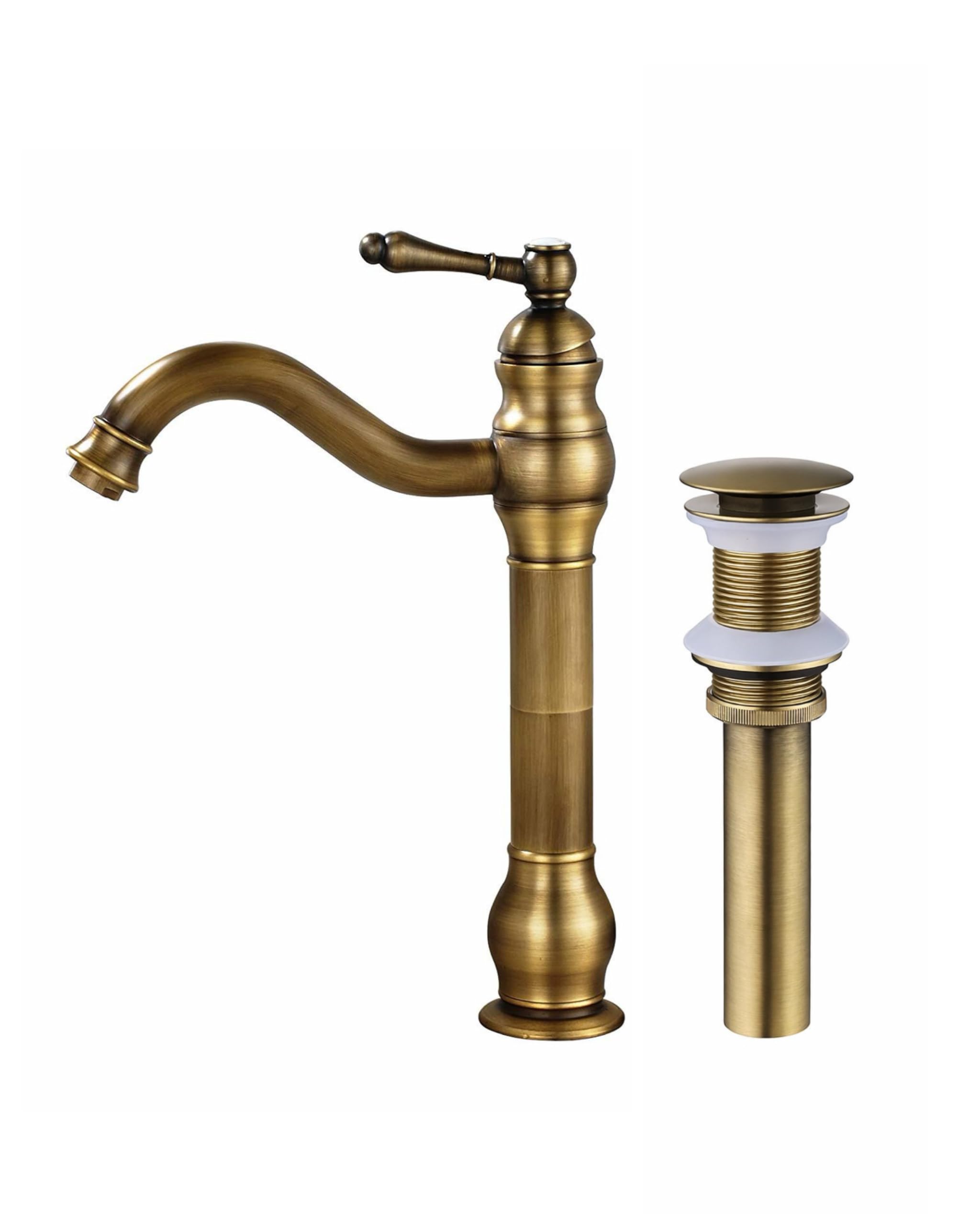 MEIBATH Bathroom Sink Taps Antique Brass Countertop Faucet Vessel Tap + Sink Pop up Drain(no Overflow) Basin Mixer Taps Bathroom Kitchen Faucets