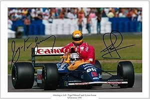 GENERIC Nigel Mansell & Ayrton Senna Signed 12x8 Inch Photo Print Pre Printed Signature - F1 Formula One, Silverstone 1991 - Autograph Gift