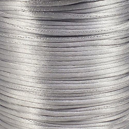 Rattail Satin Cord Thread 1.5mm For Kumihimo Macrame Shamballa - Silver - 5m