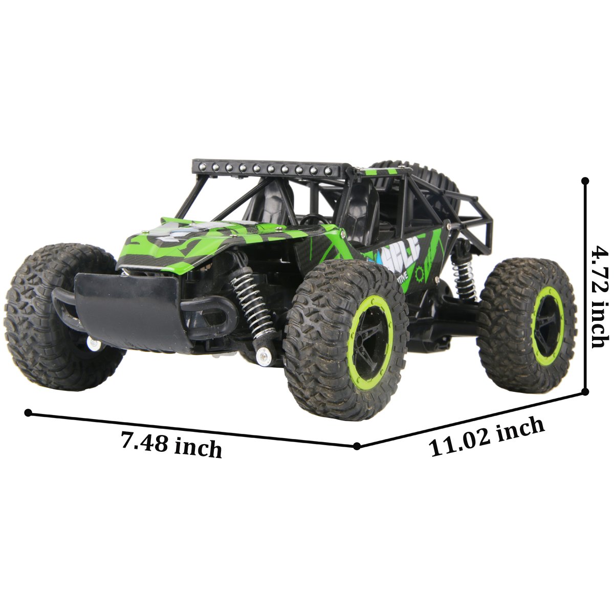 Hugine 1:16 25Km/h High Speed RC Car Off Road Vehicle 2.4G Racing Cars Monster Truck Dune Buggy Muscle 4 Wheel Independent Suspension Radio Control Cars For Kids Adults Hobby Toys (Green)