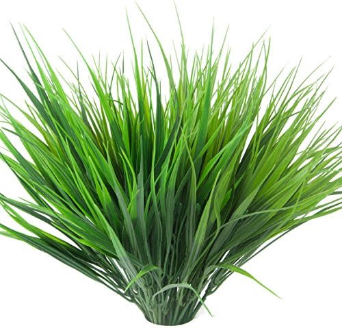 Vopie 6 Bundles Artificial Plants, Faux Plastic Grass Fake Leaves Shrubs Greenery Bushes for Indoor Outdoor DIY Home Garden Wedding decor.