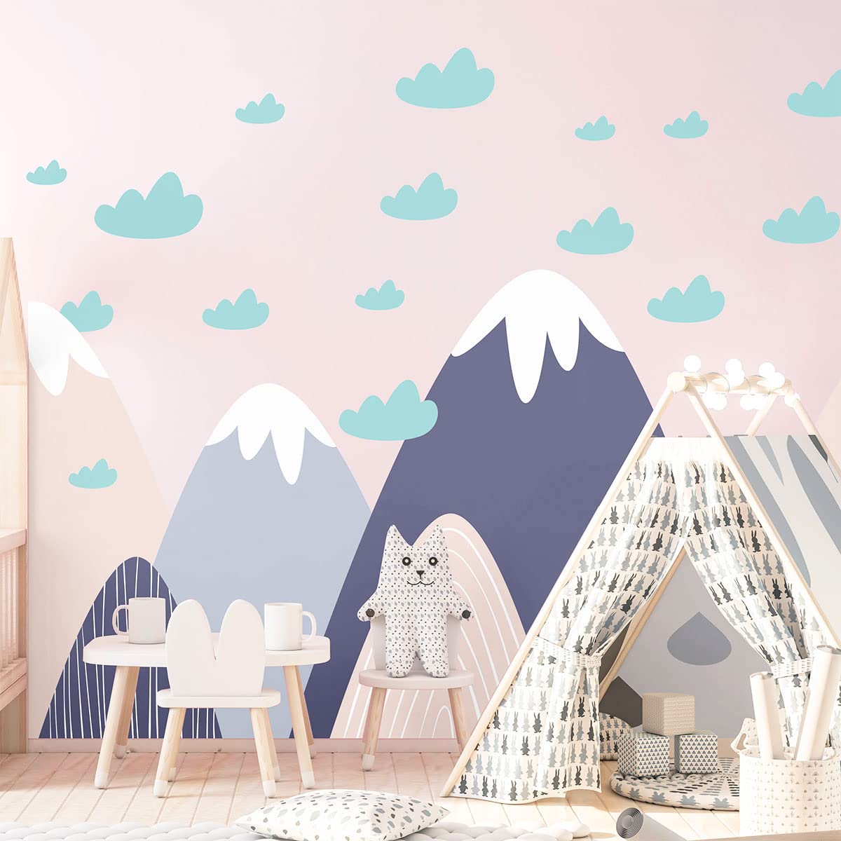 Children's Wall Stickers – Decorative Baby Room – Giant Children's Wall Sticker Scandinavian Mountains Finka – 50 x 75 cm