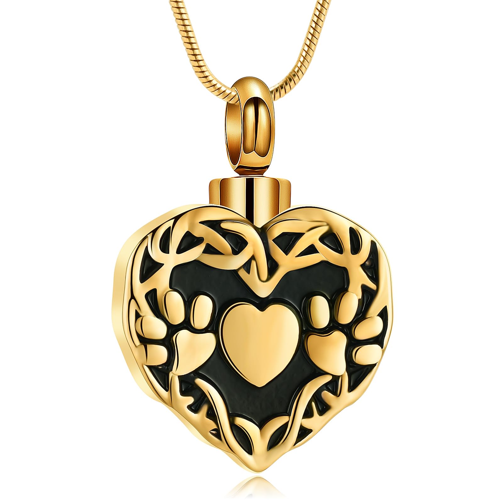 AIWENXI Pet Cremation Jewellery Urn Necklace for Ashes for Dog/Cat/Pets Paw Print Locket Memorial Pendant Keepsake Cremation Jewellery for Women Men