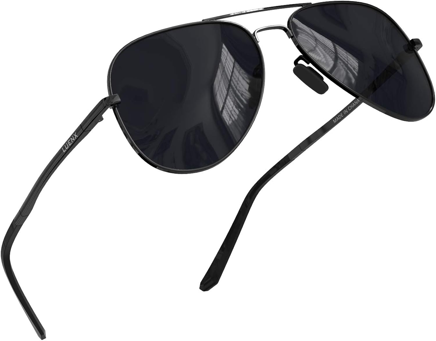 LUENX Aviator Sunglasses for Mens Womens Polarized Gradient Black Lens