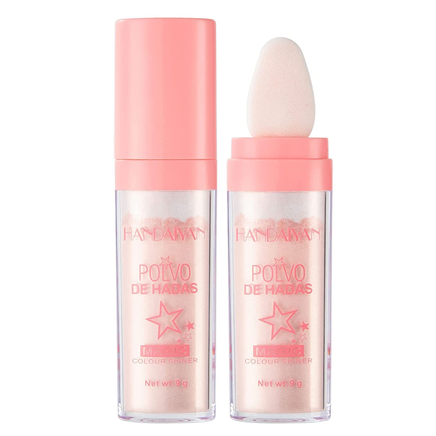 Go Ho Polvo De Hadas Shimmer Face Highlighter Powder Stick,Body Glitter Highlighter Makeup,High Gloss Sparkle Loose Highlight Powder for Face Body Hair Party Makeup(#02 Fairy Pink)