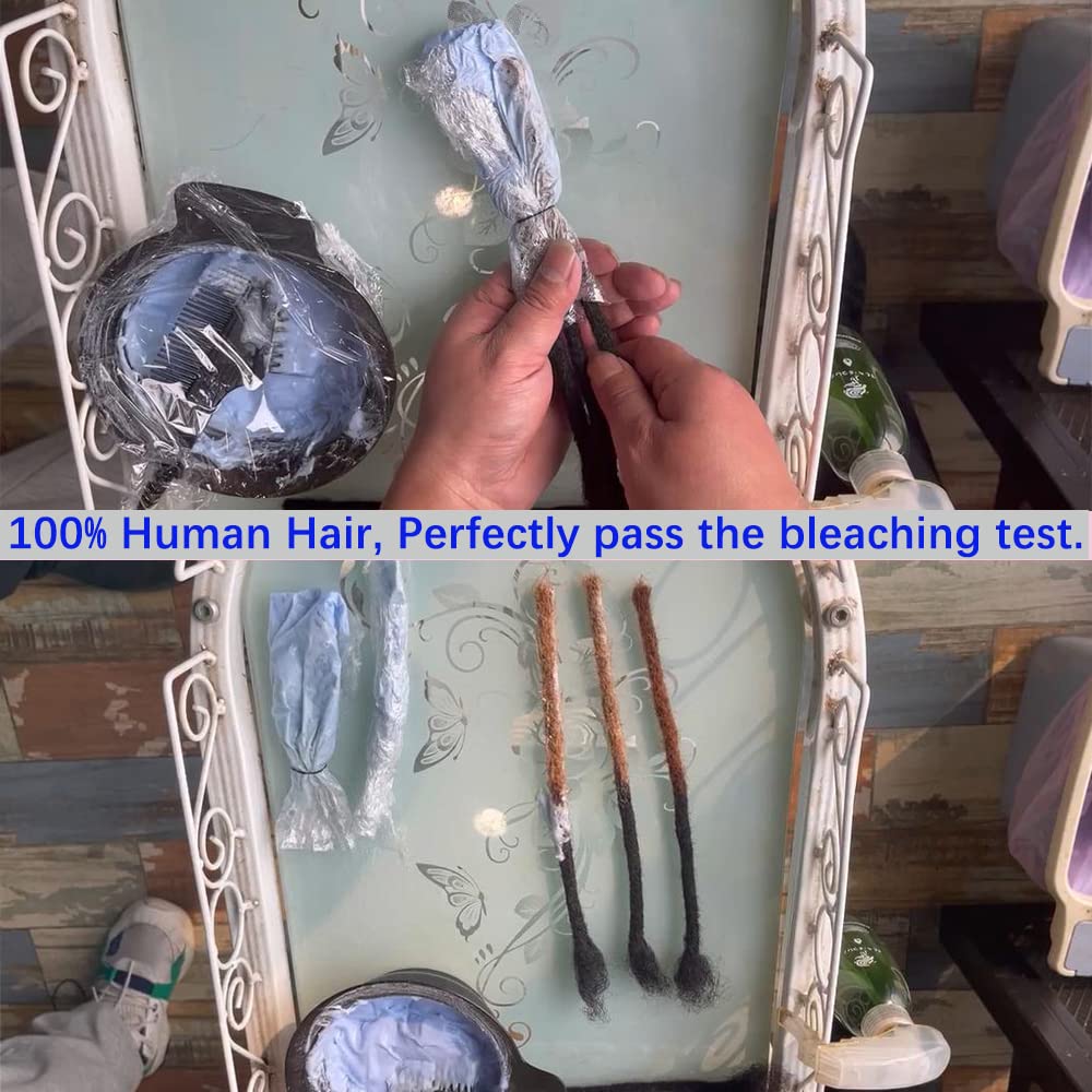 6 Inch 0.4cm Thickness Dreadlock Extensions Human Hair 100 Strands Locs Extensions Real Human Hair, Natural Black for Women Men Kids Full Handmade Permanent Locs Can Be Dyed and Bleached