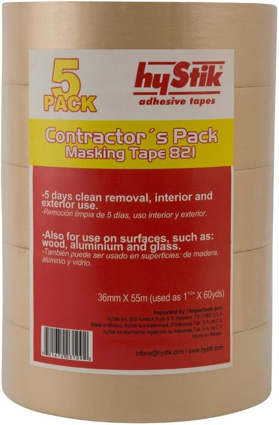 1-1/2 in. x 60 yds. Contractor's Grade Painting Masking Tape (5-Pack)