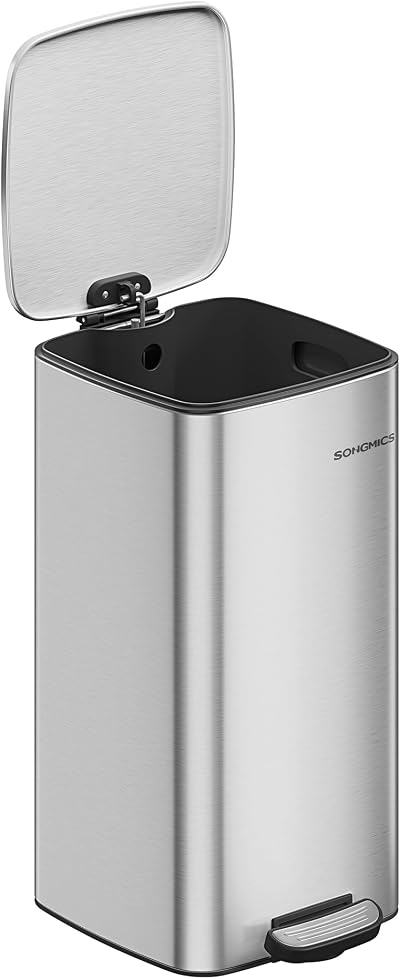 SONGMICS 8-Gallon Stainless Steel Pedal Bin with Inner Bucket LTB593E01