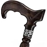 URFORESTIC Handmade Wooden Walking Cane,Solid Wooden Cane for Men and Women, Ergonomic Walking Stick for Senior, Elderly,36 Inch Height(Dark Brown)