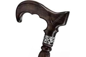 URFORESTIC Handmade Wooden Walking Cane,Solid Wooden Cane for Men and Women, Ergonomic Walking Stick for Senior, Elderly,36 Inch Height(Dark Brown)