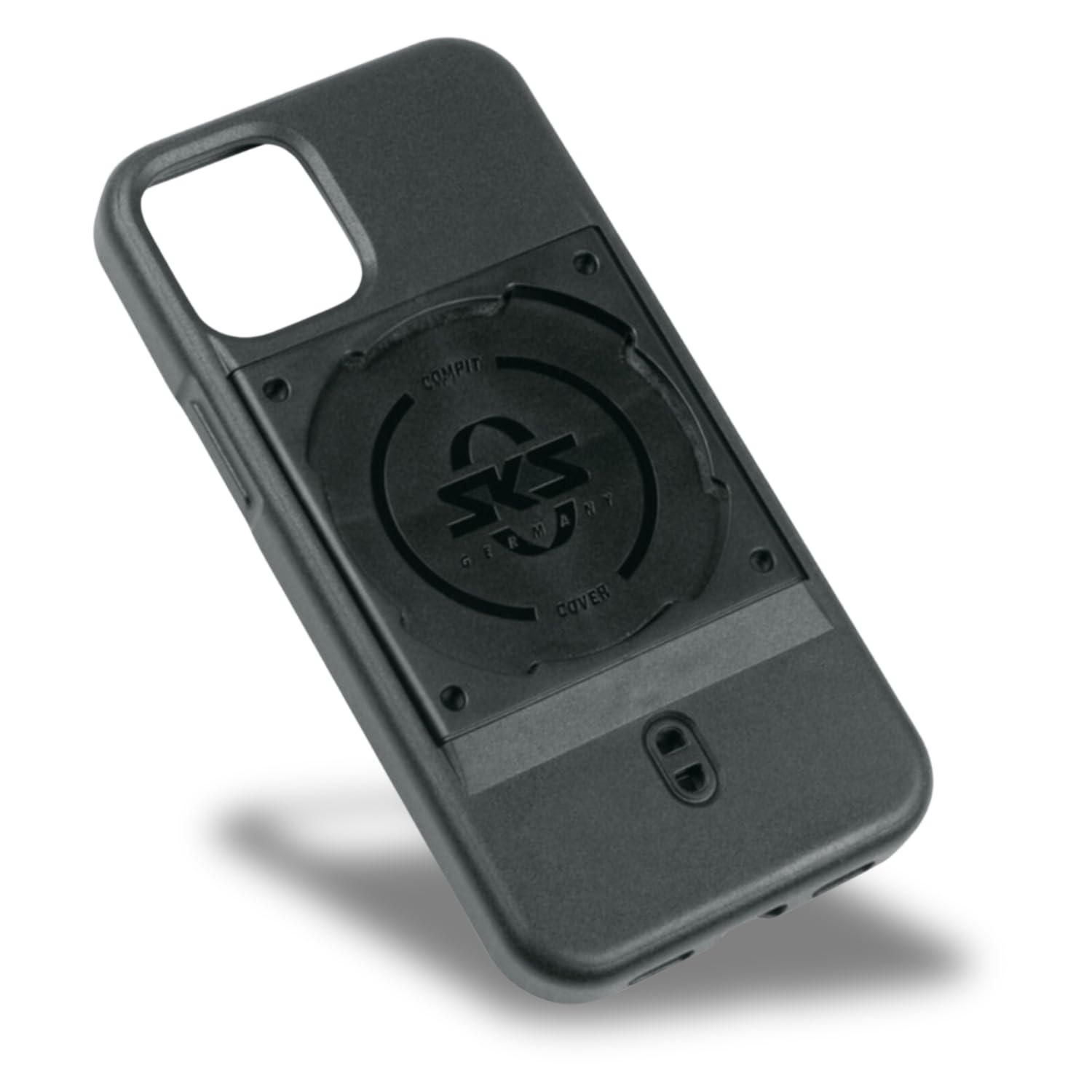 SKS GERMANY COMPIT COVER for iPhone 12 Mini Mobile phone cover with fastening device for COMPIT system (pleasant feel, shock-absorbing, with fastening device, made of wear-resistant plastic) Black