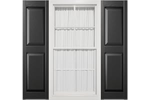 Mid America 00021471002 Standard Size Williamsburg Double Panel Vinyl Shutters, w/Installation Shutter-Lok's & Matching Screws (Per Pair), 002, 14 3/4'W x 71'H, Black