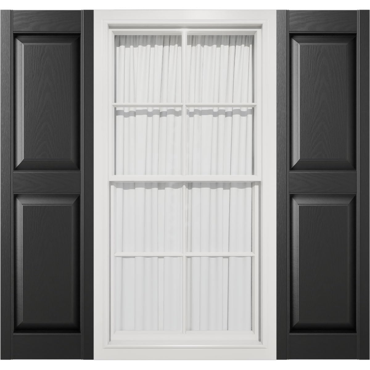Photo 1 of Mid America 00021247002 Standard Size Williamsburg Double Panel Vinyl Shutters, w/Installation Shutter-Lok's & Matching Screws (Per Pair), 002, 12"W x 47"H, Black