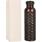 JYPR 100% Pure Copper Water Bottle for Drinking, 32 oz Large Hammered Ayurvedic Bottle, Pure Copper Vessel with Leak proof Lid - Perfect for Yoga, Gym,Travel