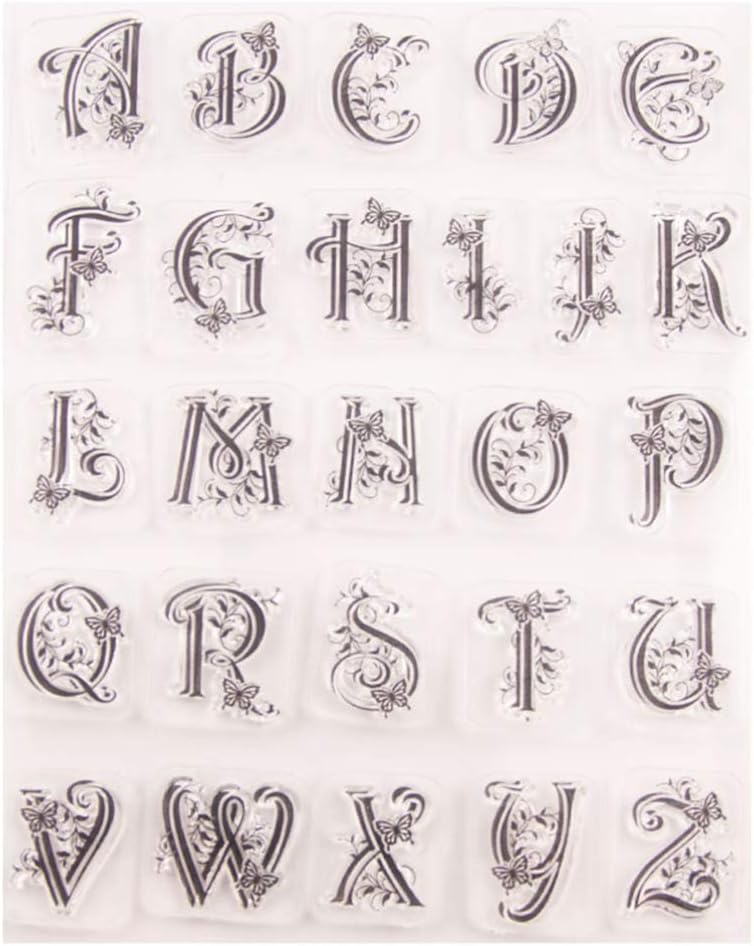 SUPVOX Clear Stamp Butterfly Alphabet Stamp Silicone Transparent DIY Craft Stamps for Diary Card Making Decoration
