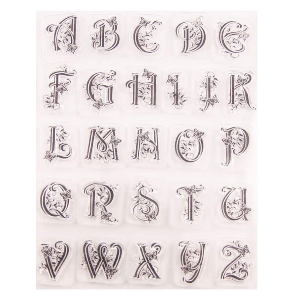 SUPVOX Clear Stamp Butterfly Alphabet Stamp Silicone Transparent DIY Craft Stamps for Diary Card Making Decoration