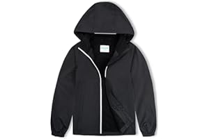PAMLULU Boys Girls Kids Softshell Jacket With Hood Lightweight Waterproof Warm Raincoats Fleece Lined Windbreakers for Kids